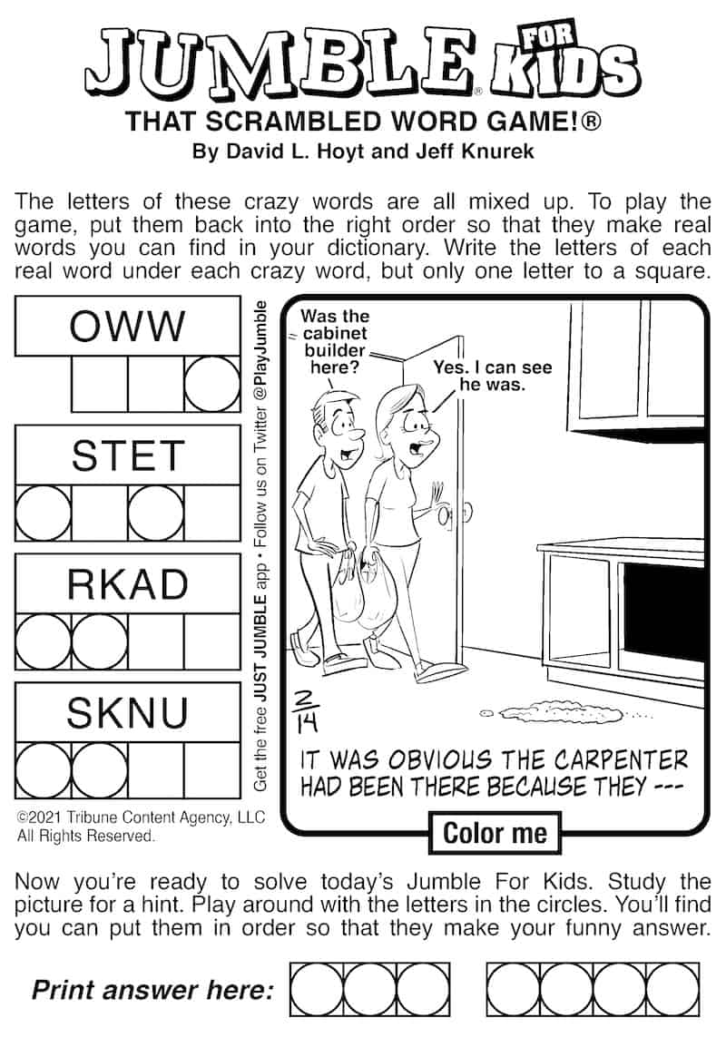 jumble puzzles with blue collar clues | boomer magazine